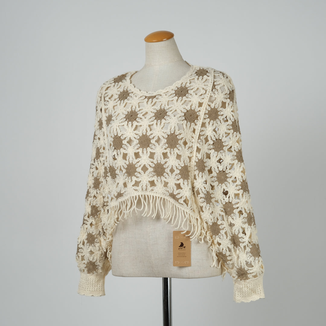 フラワーモチーフポンチョ (10000596467844)