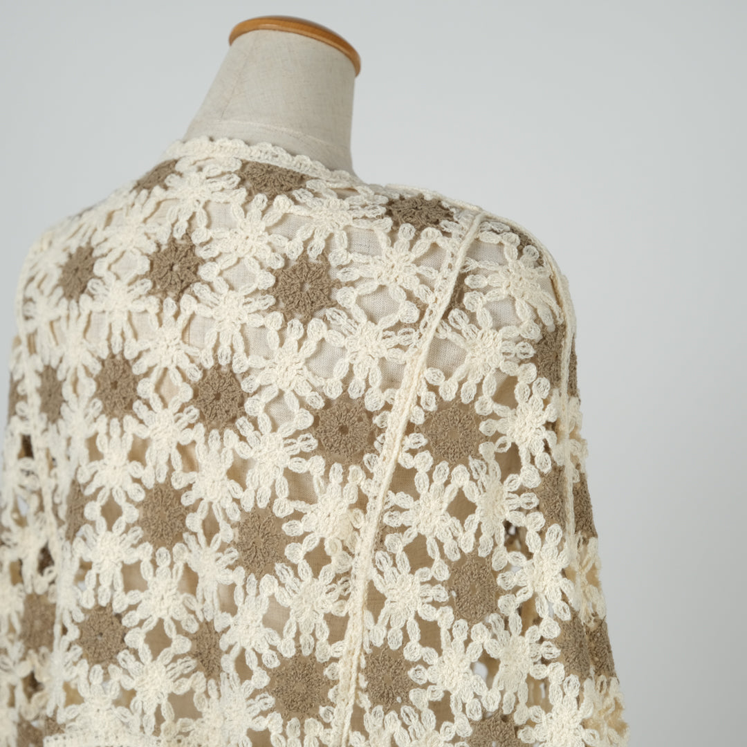 フラワーモチーフポンチョ (10000596467844)