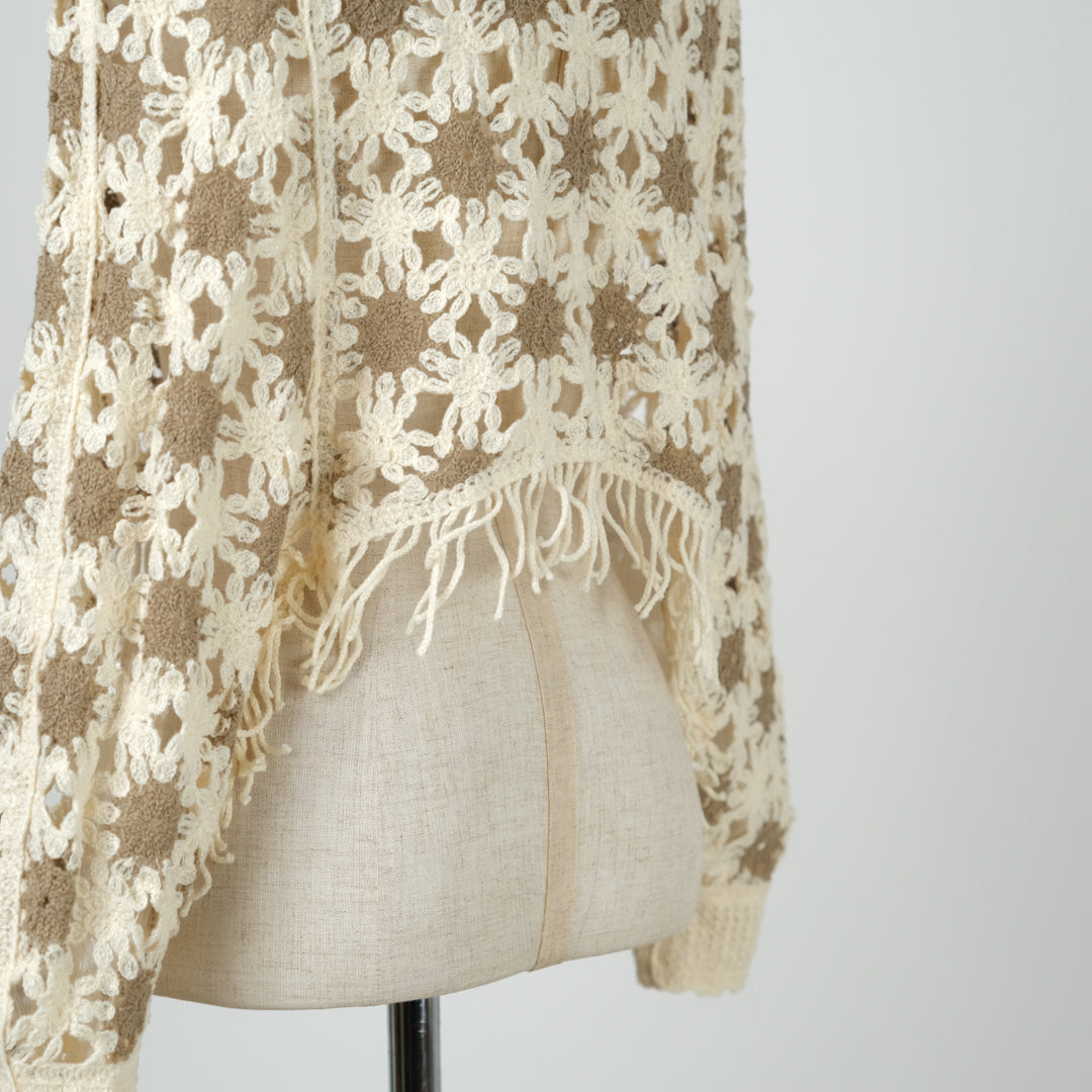 フラワーモチーフポンチョ (10000596467844)