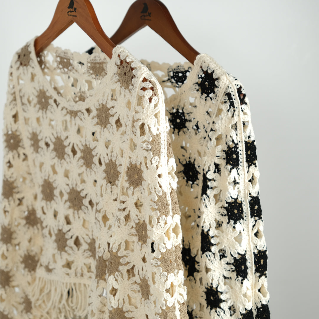 フラワーモチーフポンチョ (10000596467844)