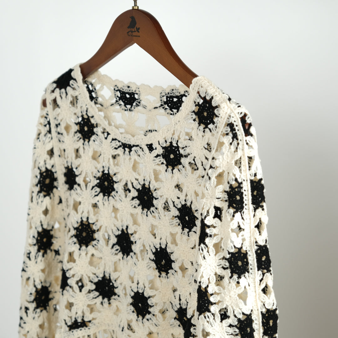 フラワーモチーフポンチョ (10000596467844)