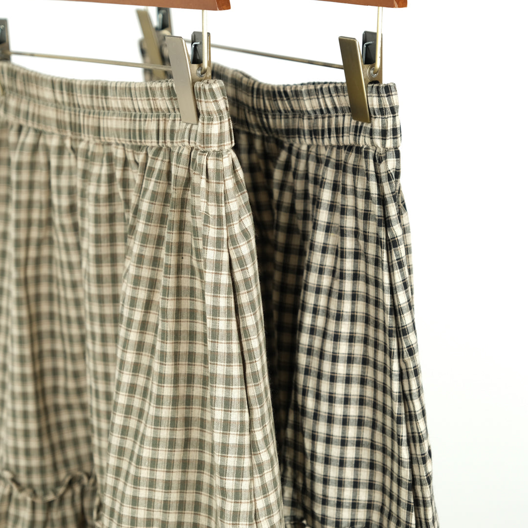 チェック裾レーススカート (10000595878020)