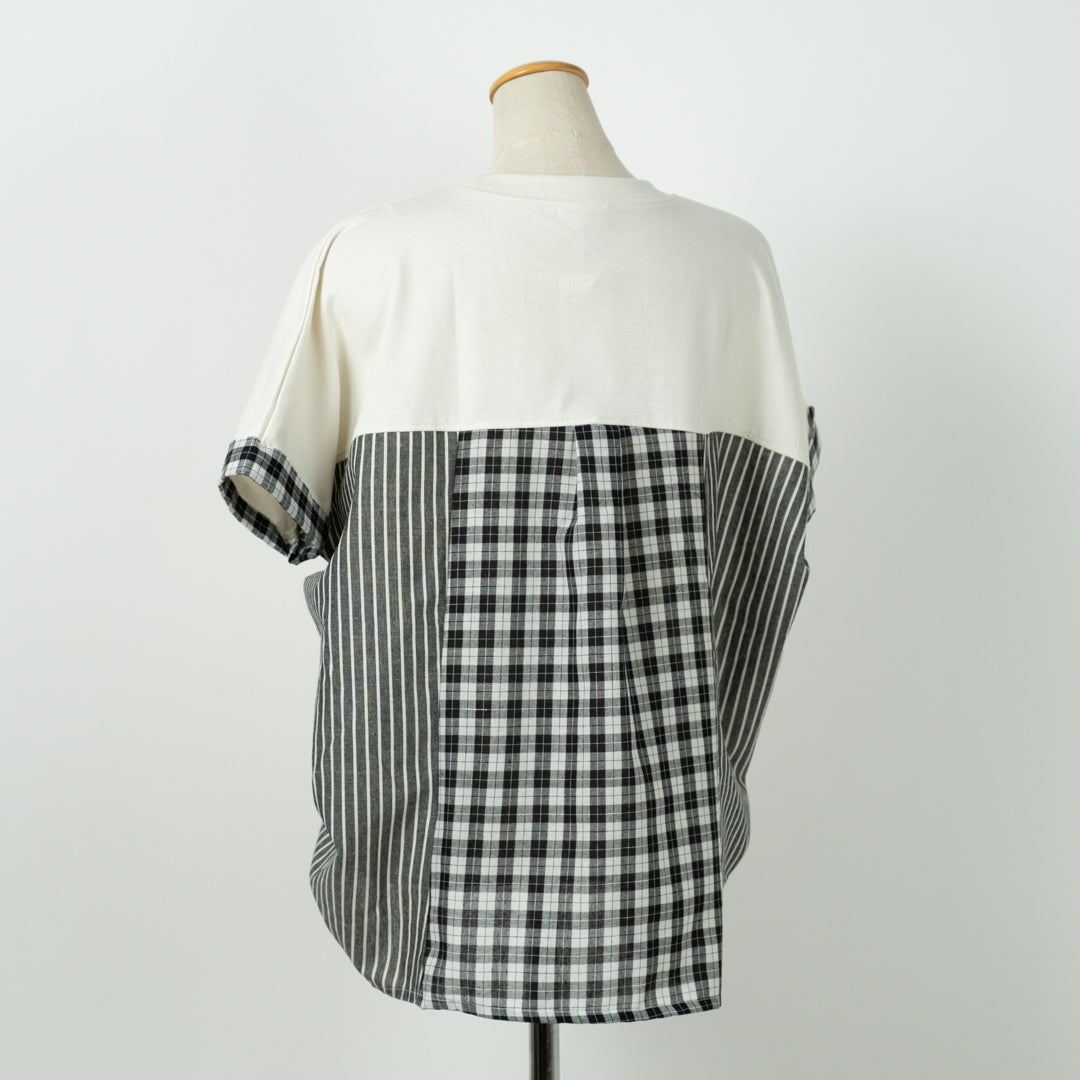 パッチワーク後布帛切替プルオーバー (10008696946820)