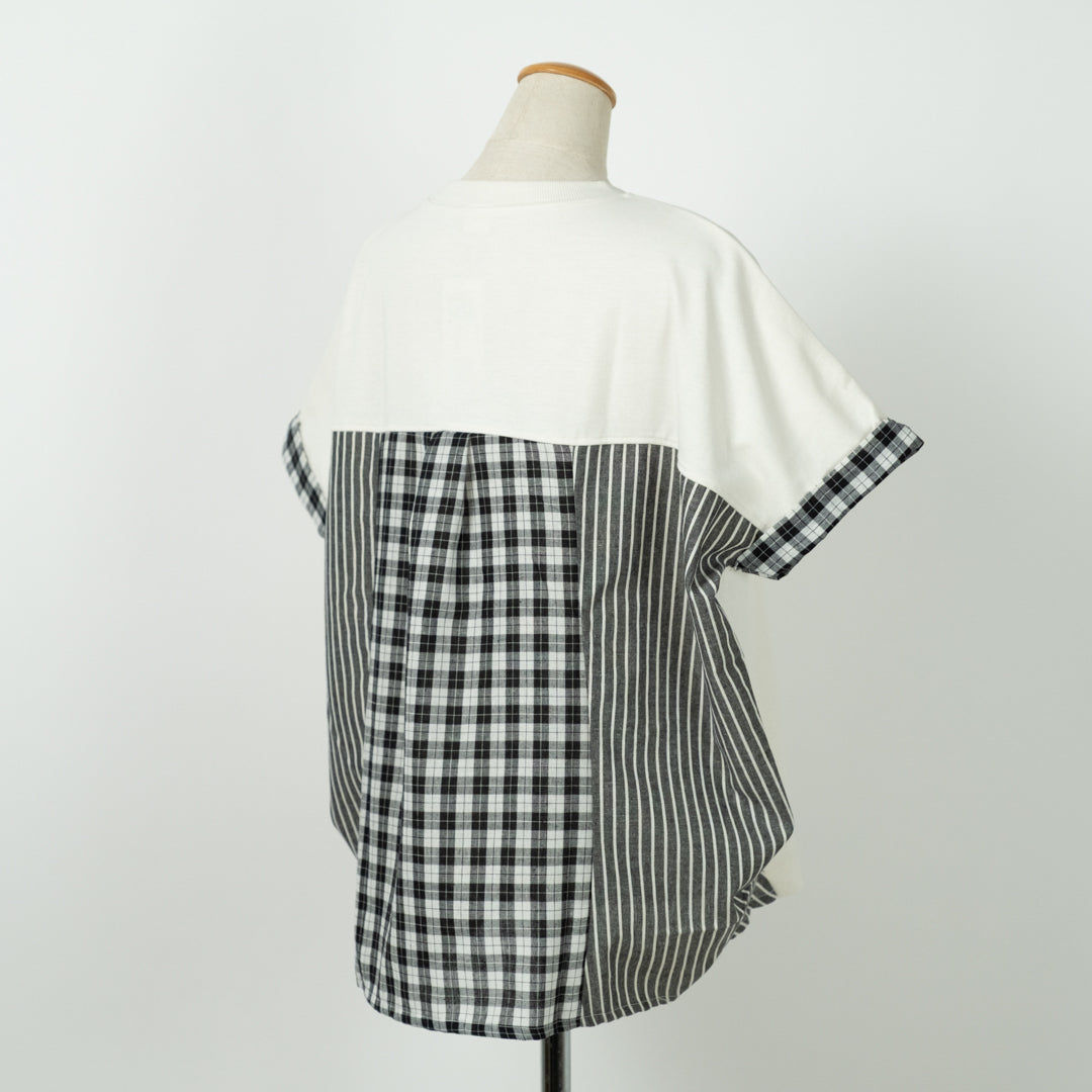 パッチワーク後布帛切替プルオーバー (10008696946820)