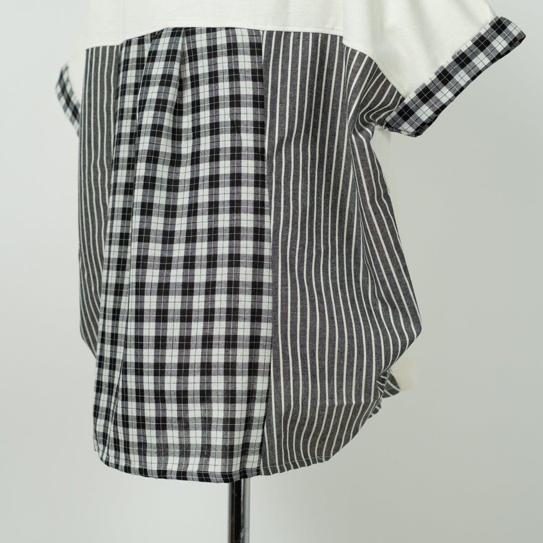 パッチワーク後布帛切替プルオーバー (10008696946820)