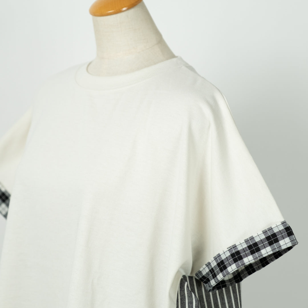 パッチワーク後布帛切替プルオーバー (10008696946820)