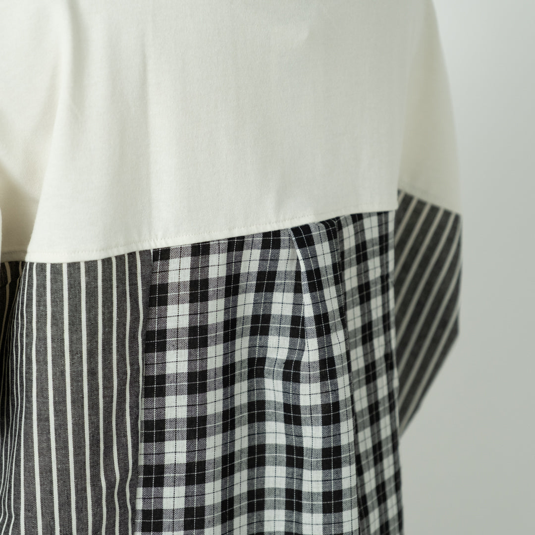 パッチワーク後布帛切替プルオーバー (10008696946820)