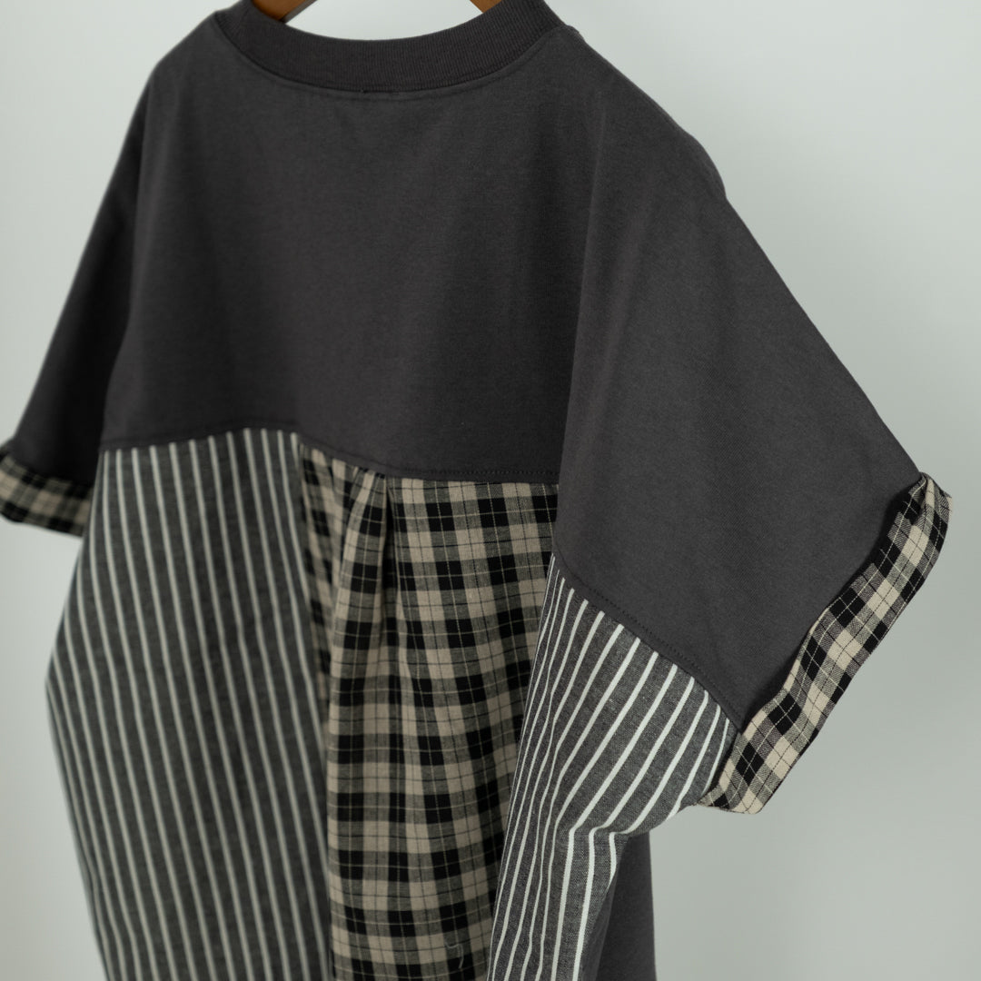 パッチワーク後布帛切替プルオーバー (10008696946820)