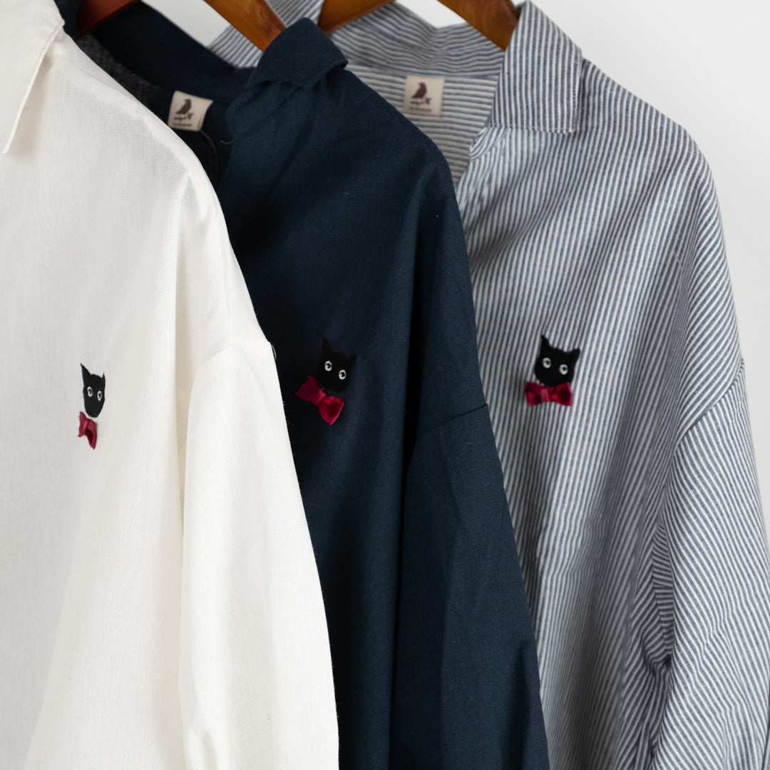 ティーカップ猫刺しゅうタケノコブラウス (10015737446532)