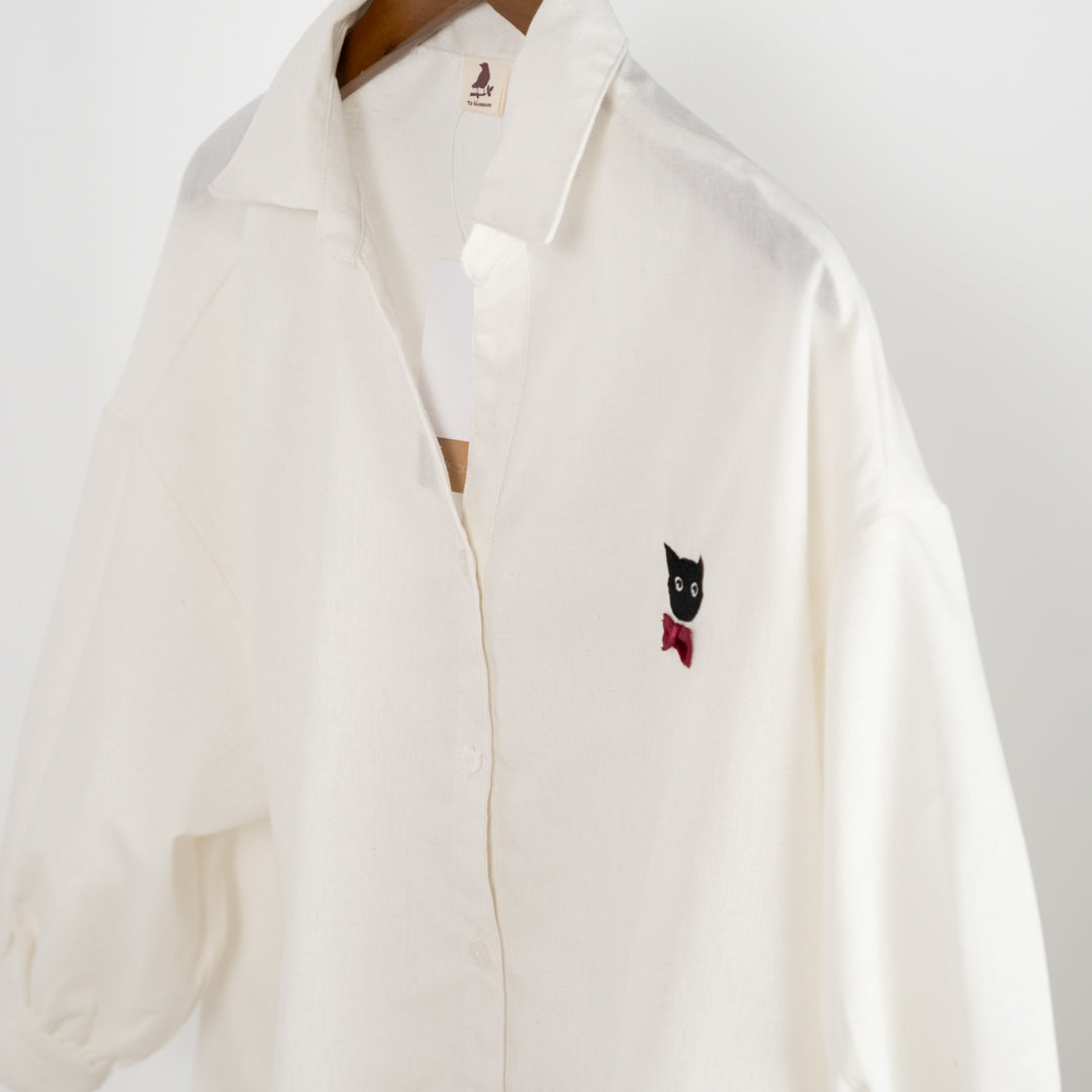 ティーカップ猫刺しゅうタケノコブラウス (10015737446532)