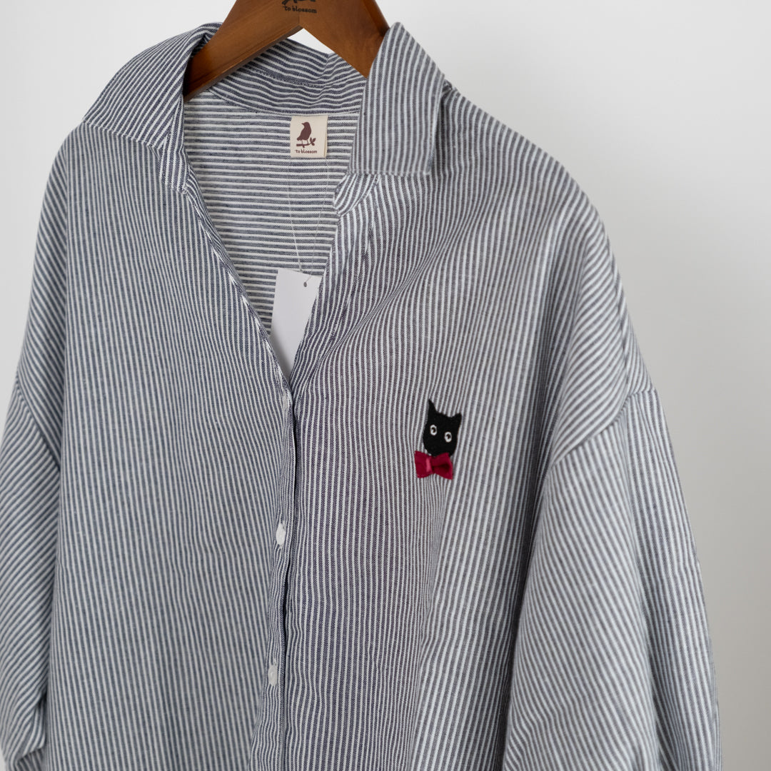 ティーカップ猫刺しゅうタケノコブラウス (10015737446532)