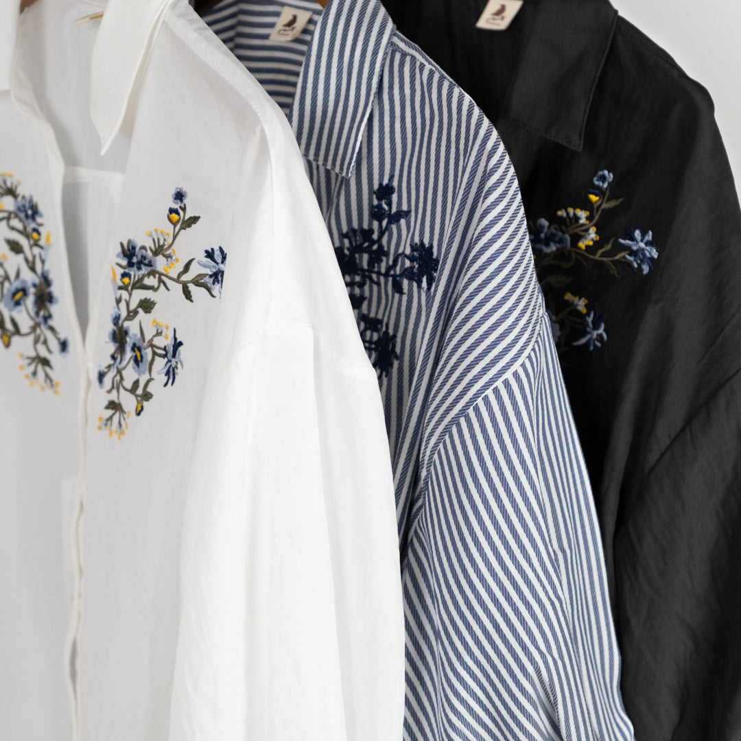 胸刺しゅうタケノコ七分ブラウス (10015762972804)