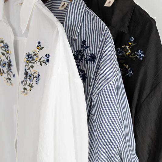 胸刺しゅうタケノコ七分ブラウス (10015762972804)