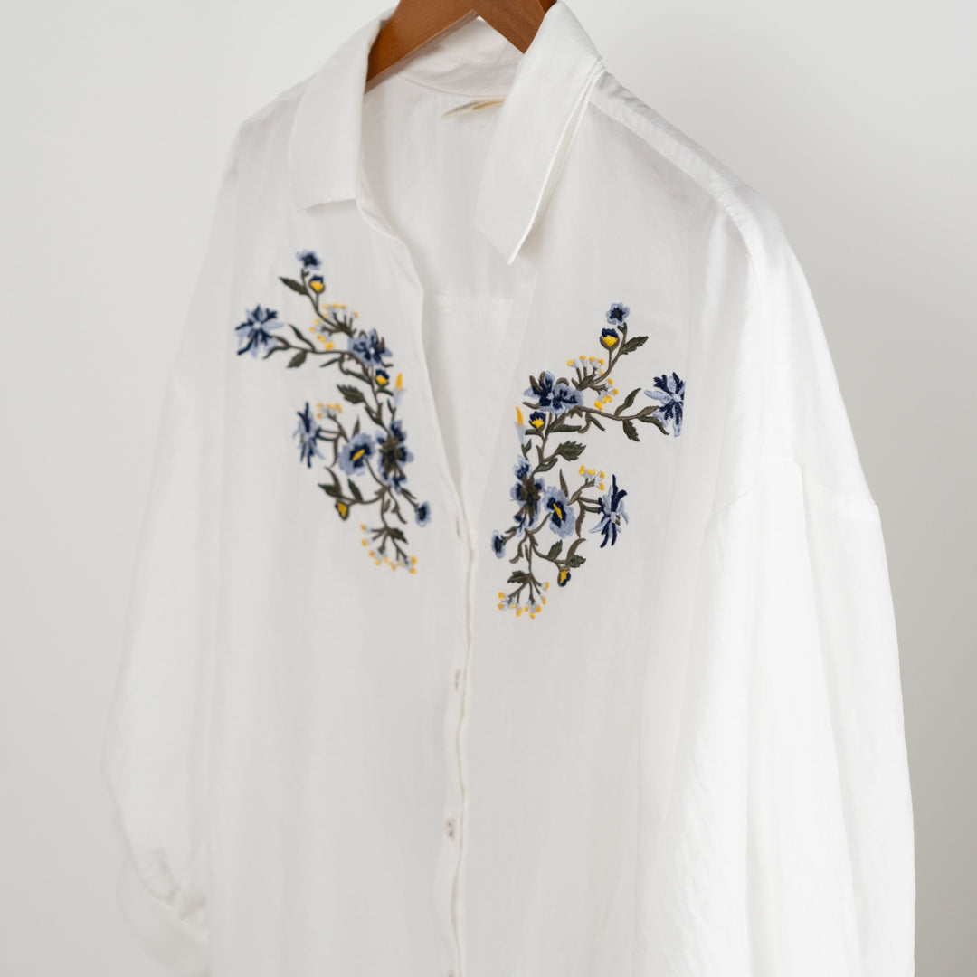 胸刺しゅうタケノコ七分ブラウス (10015762972804)