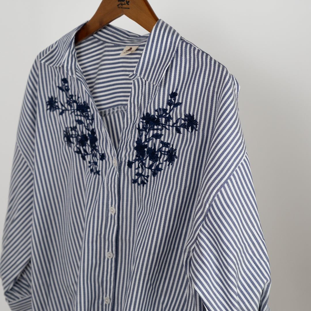 胸刺しゅうタケノコ七分ブラウス (10015762972804)