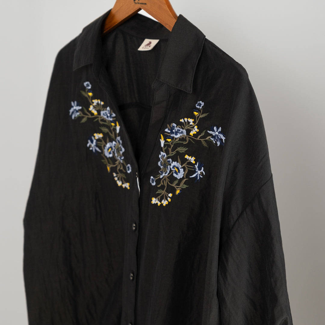 胸刺しゅうタケノコ七分ブラウス (10015762972804)