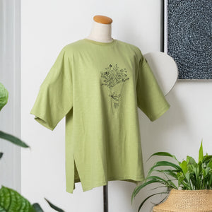 ブーケ線画刺しゅうチュニックTシャツ (10024809234564)