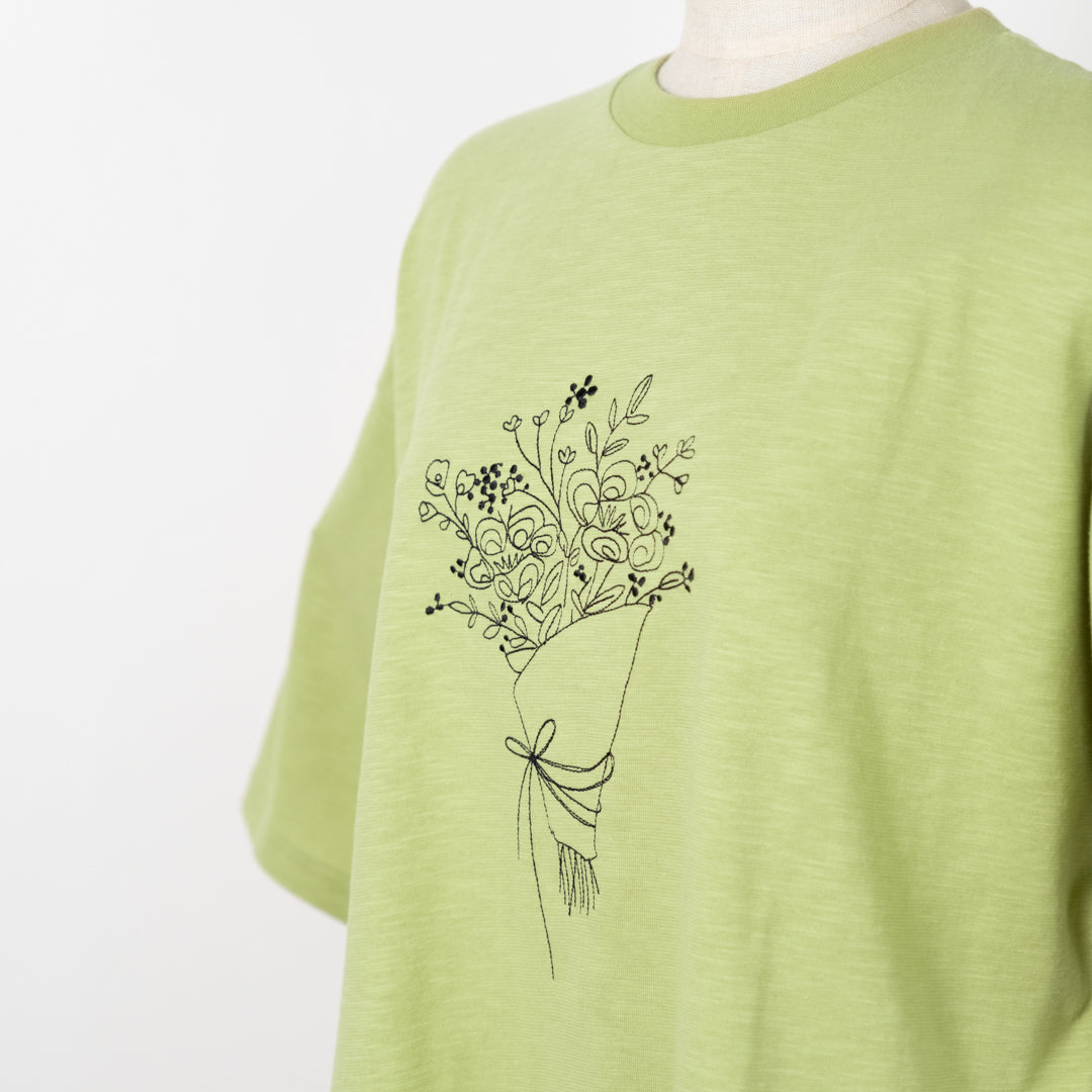 ブーケ線画刺しゅうチュニックTシャツ (10024809234564)