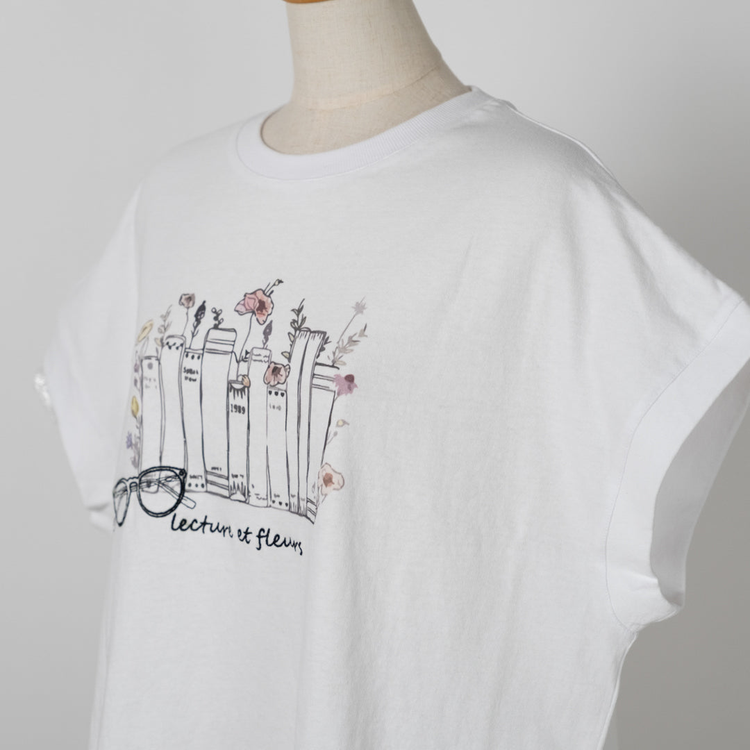 本とお花Tシャツ (10027373920388)