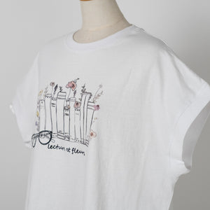 本とお花Tシャツ (10027373920388)