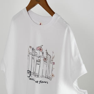 本とお花Tシャツ (10027373920388)