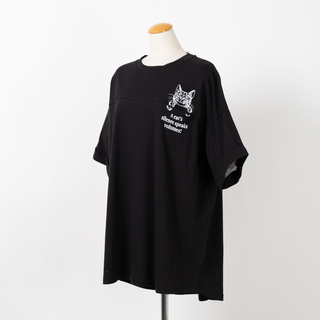 ひょっこり猫Tシャツ (10027363401860)