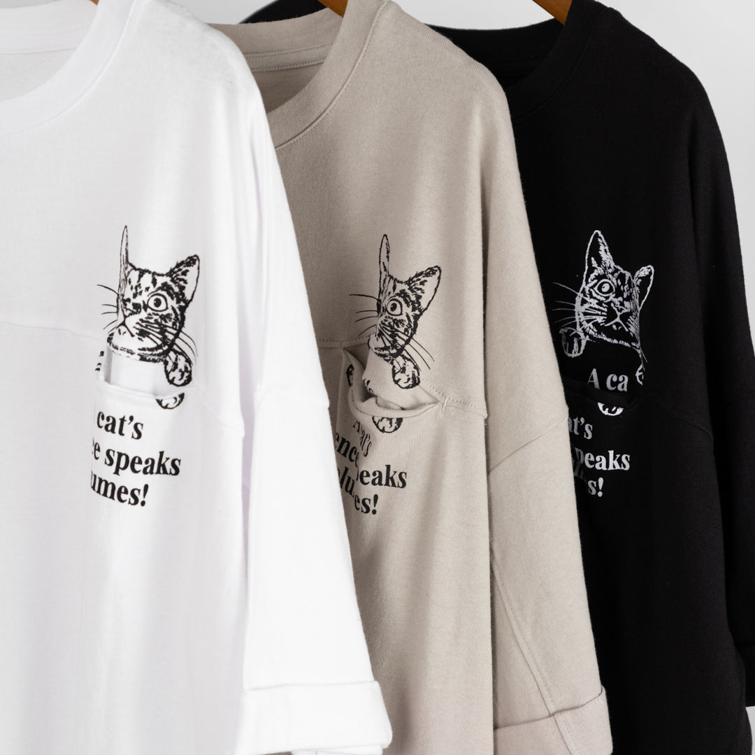 ひょっこり猫Tシャツ (10027363401860)