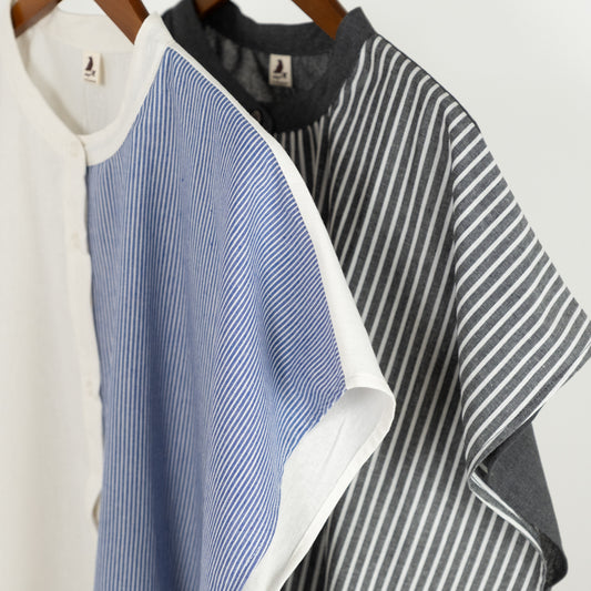 花束刺しゅう異素材シャツブラウス (10049477443716)