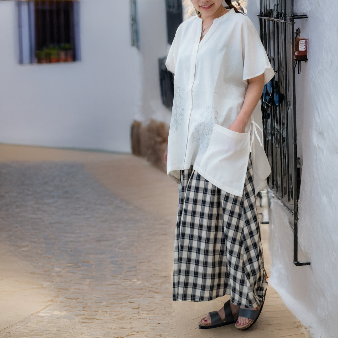 両脇リボンモダンflowerブラウス (10049474396292)