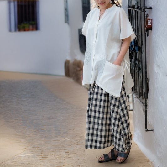 両脇リボンモダンflowerブラウス (10049474396292)