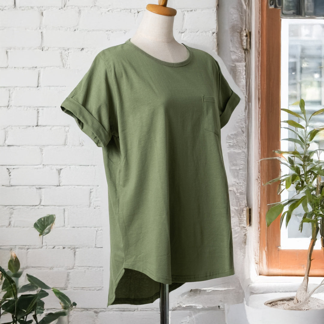 クルー裾ラウンドTシャツ (10055144538244)