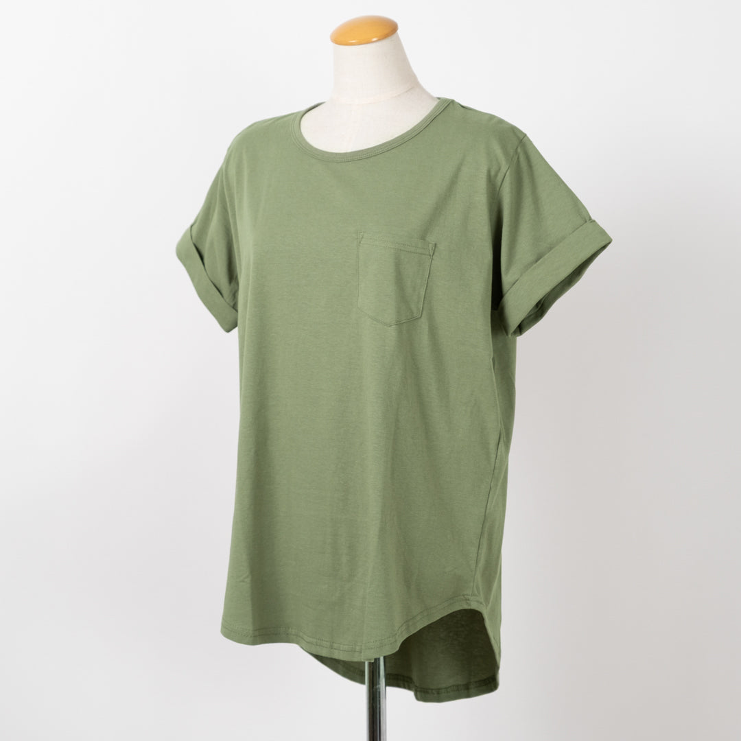 クルー裾ラウンドTシャツ (10055144538244)