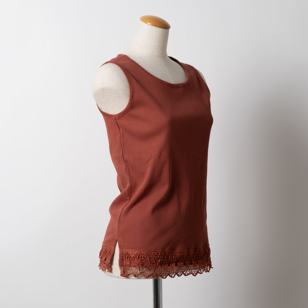 裾レースリブタンクトップ (10055176913028)