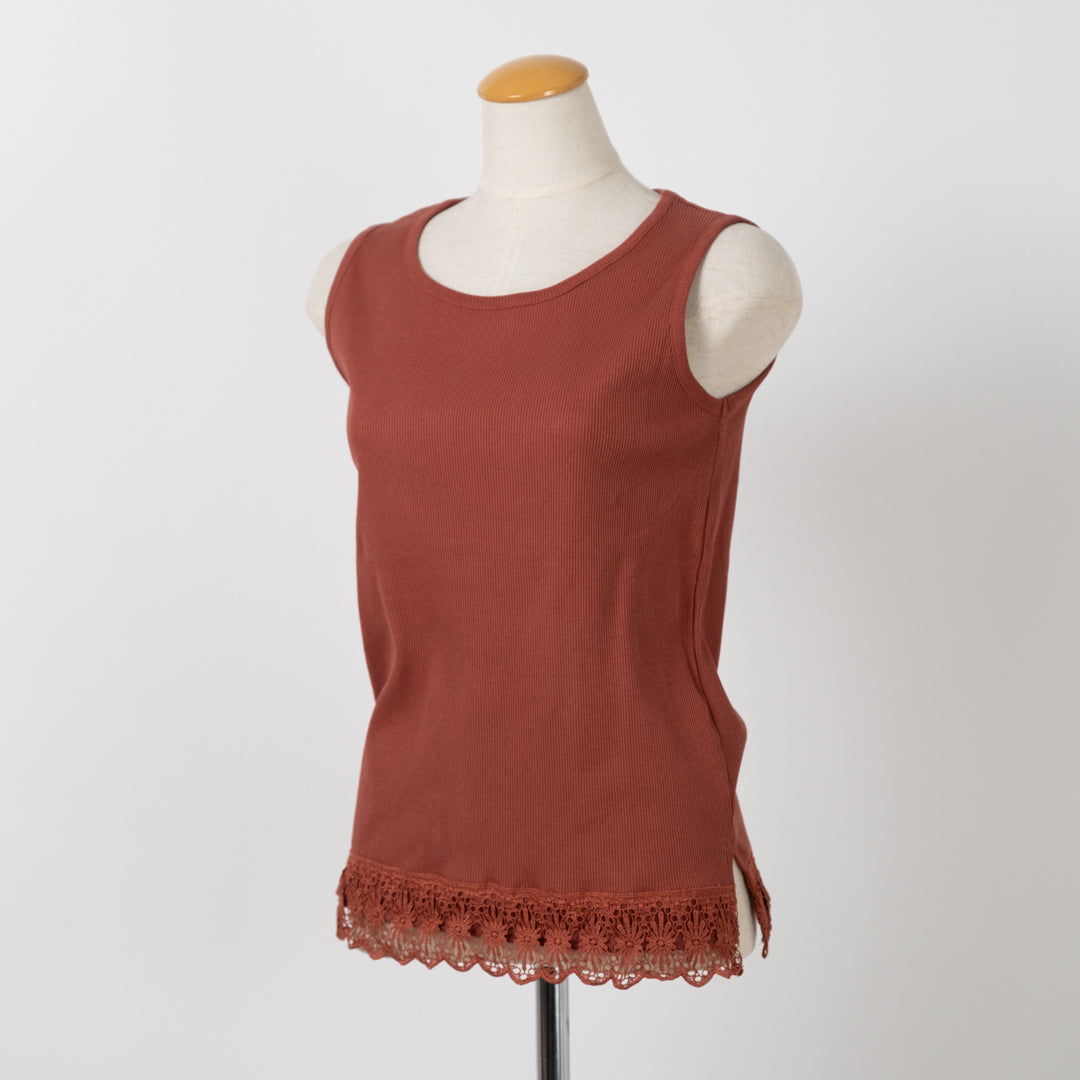 裾レースリブタンクトップ (10055176913028)