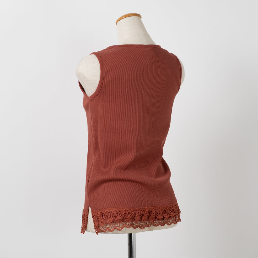 裾レースリブタンクトップ (10055176913028)