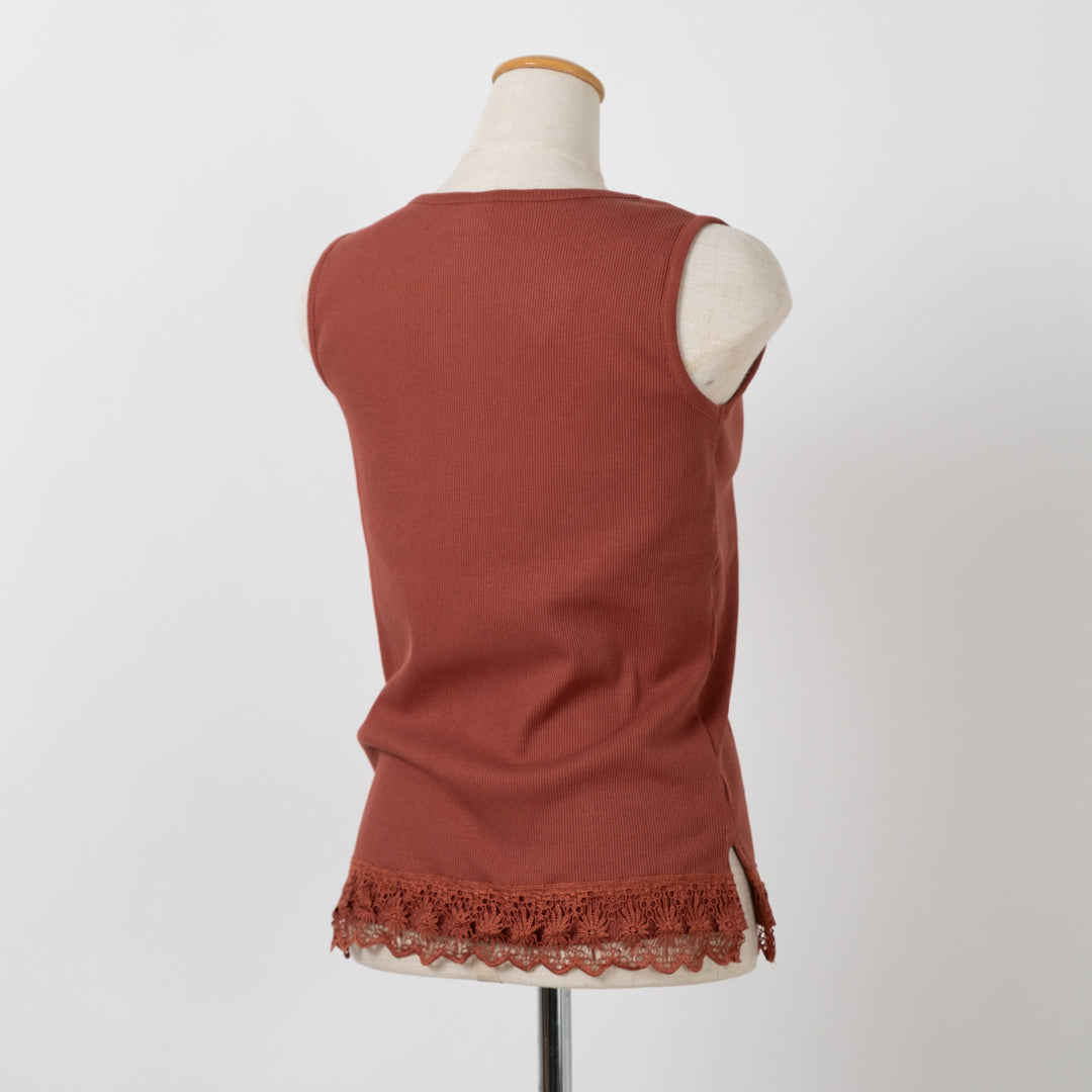 裾レースリブタンクトップ (10055176913028)