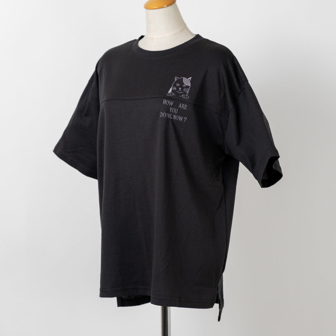 猫刺しゅう入りTシャツ (10060216336516)