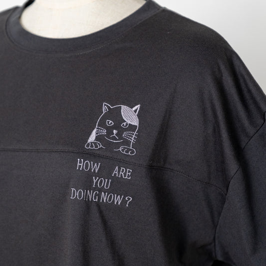 猫刺しゅう入りTシャツ (10060216336516)