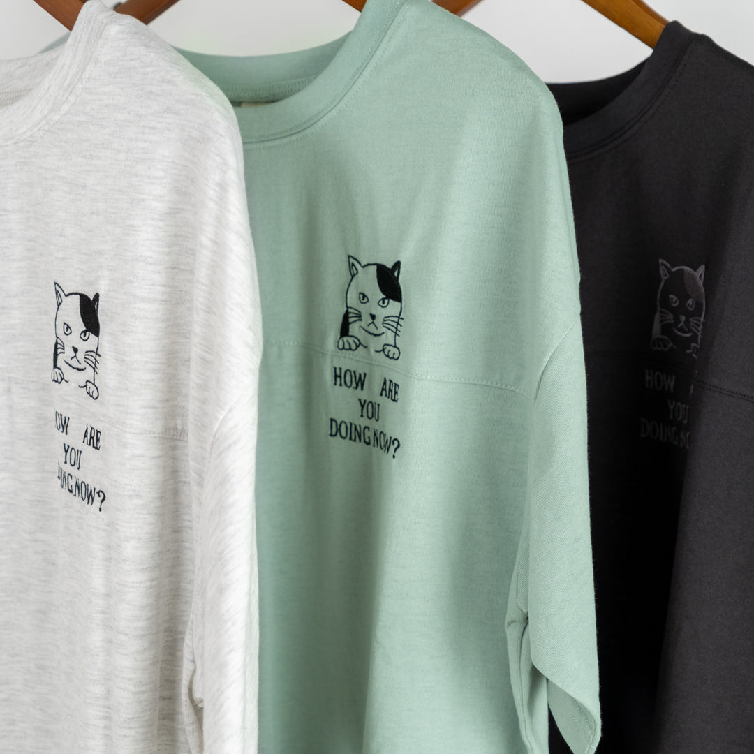 猫刺しゅう入りTシャツ (10060216336516)