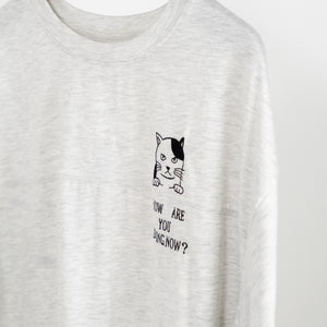 猫刺しゅう入りTシャツ (10060216336516)
