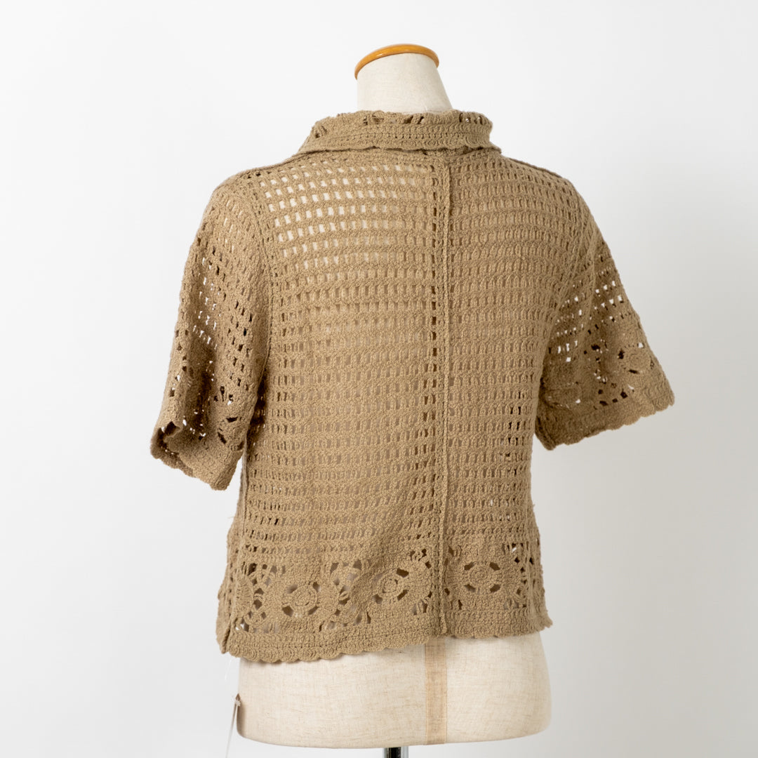 クロシェフラワーレース襟カーディガン (10075203469444)