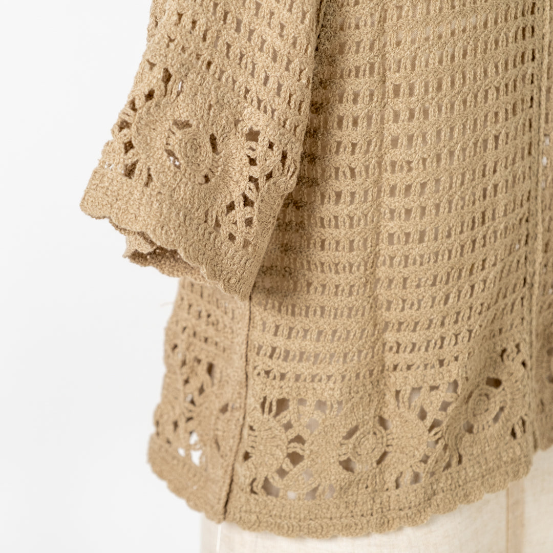 クロシェフラワーレース襟カーディガン (10075203469444)