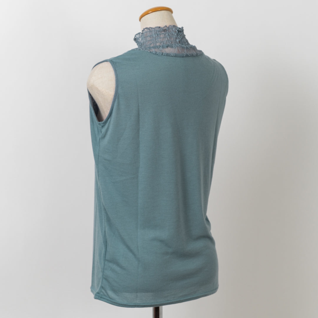 レース切替ギャザーノースリーブタンクトップ (10078382817412)