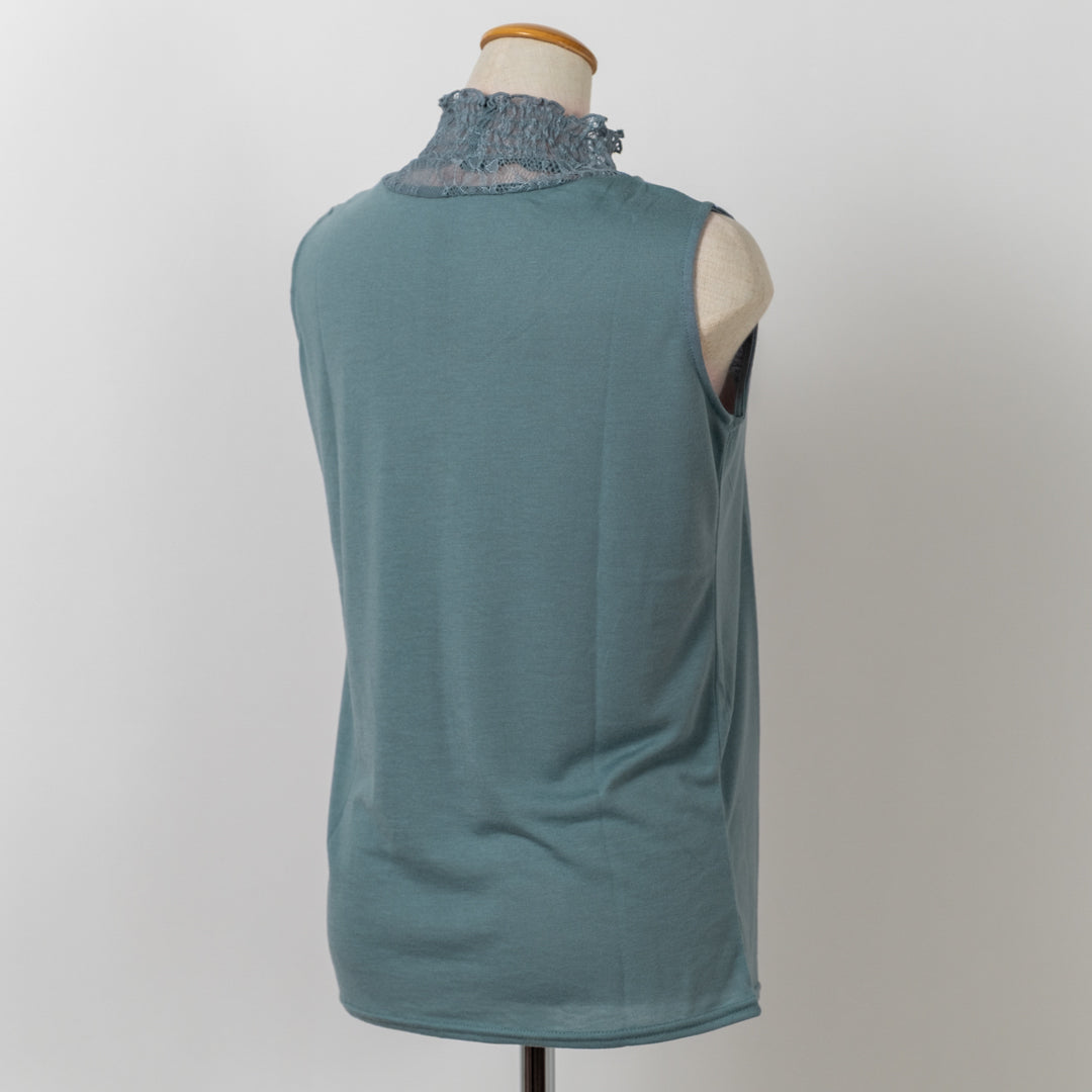 レース切替ギャザーノースリーブタンクトップ (10078382817412)