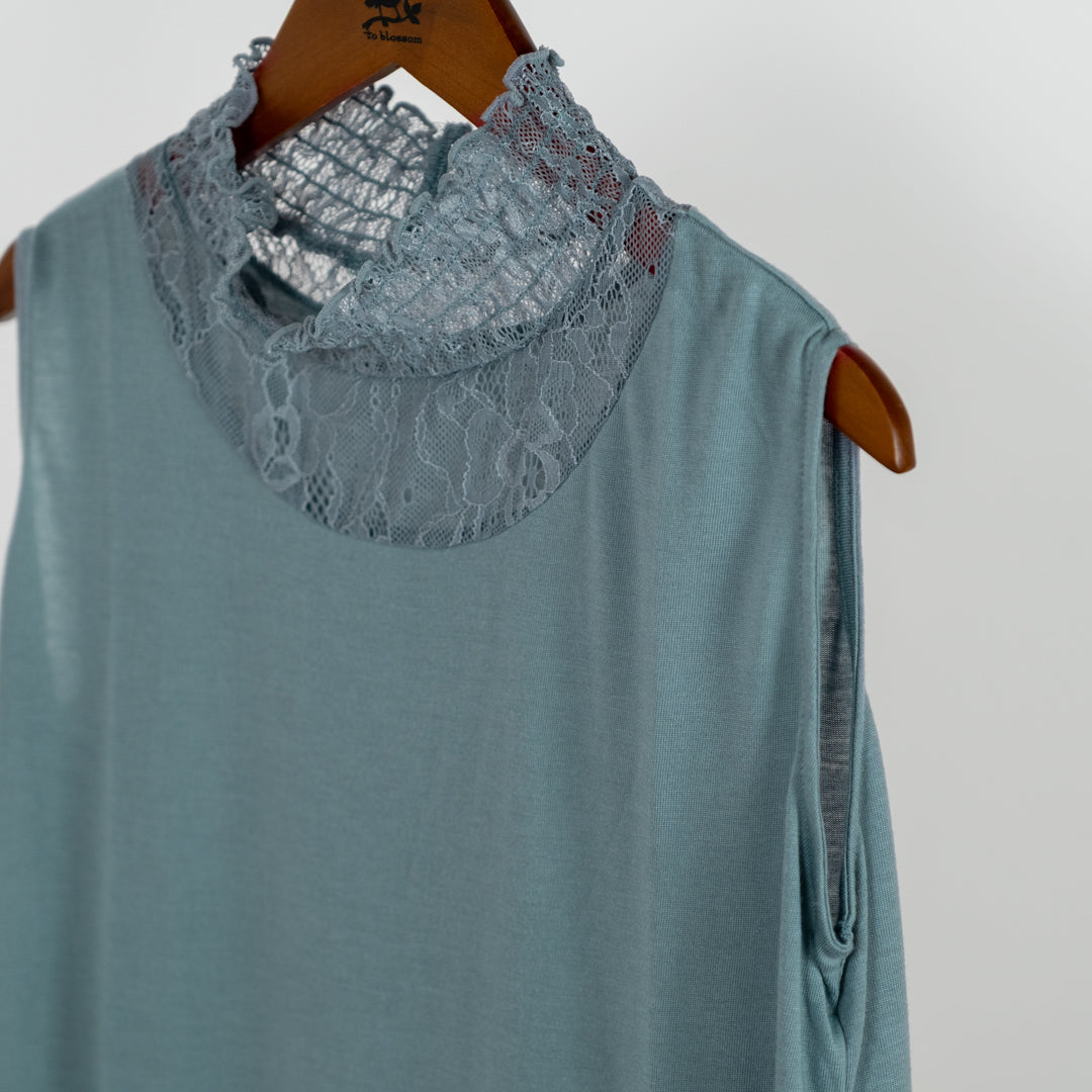 レース切替ギャザーノースリーブタンクトップ (10078382817412)