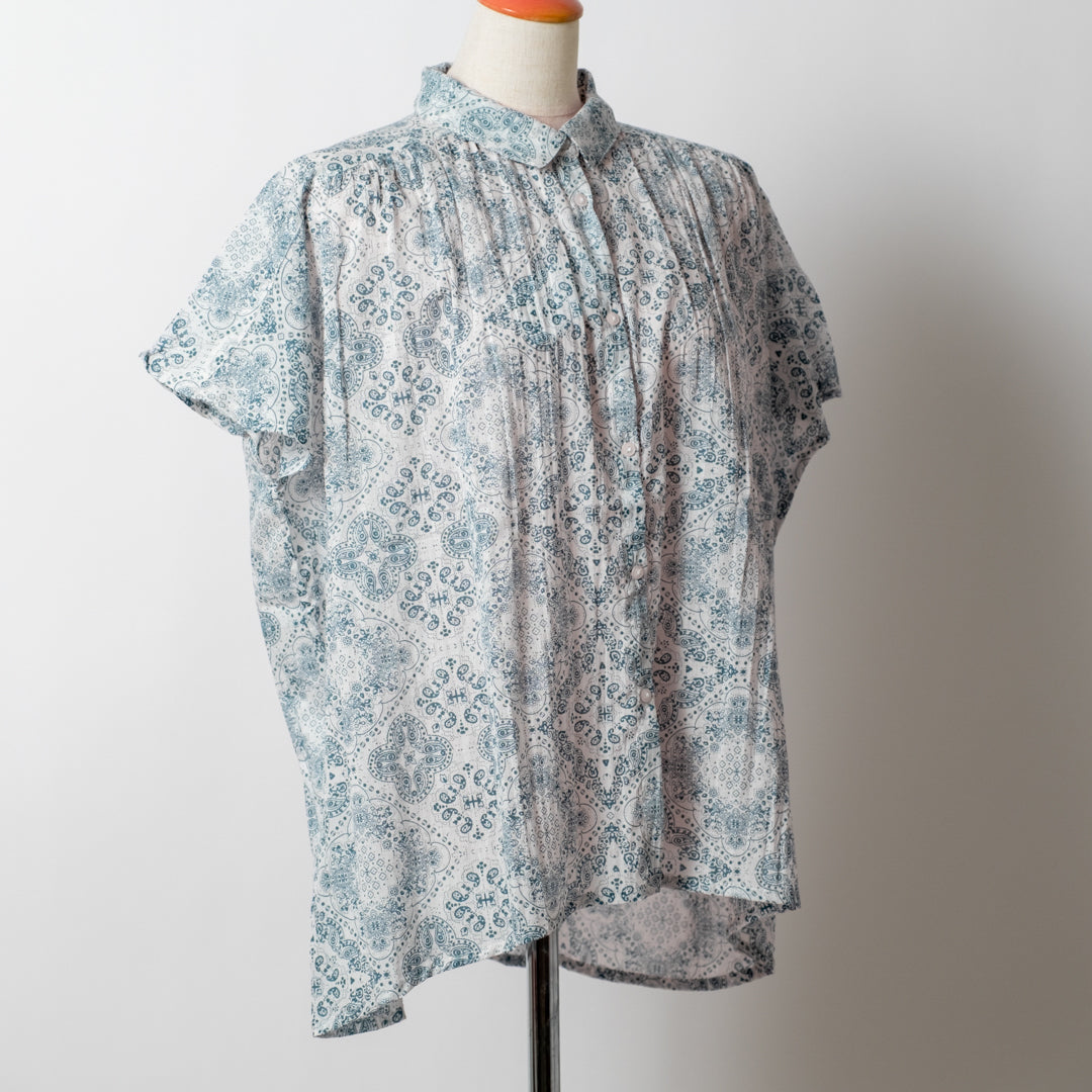 プリントギャザーブラウス (10078384652420)