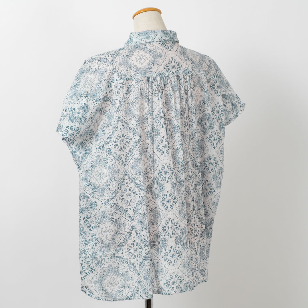 プリントギャザーブラウス (10078384652420)