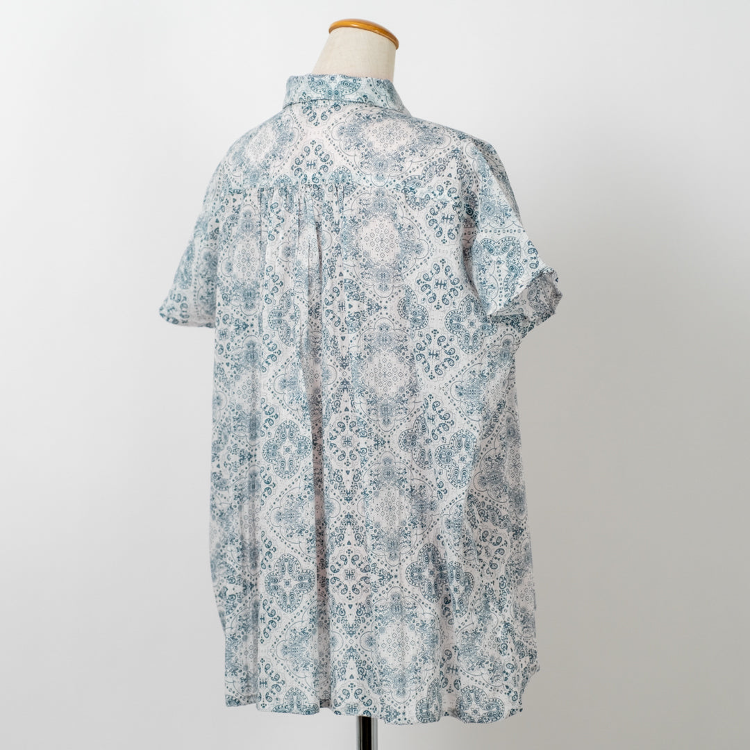 プリントギャザーブラウス (10078384652420)