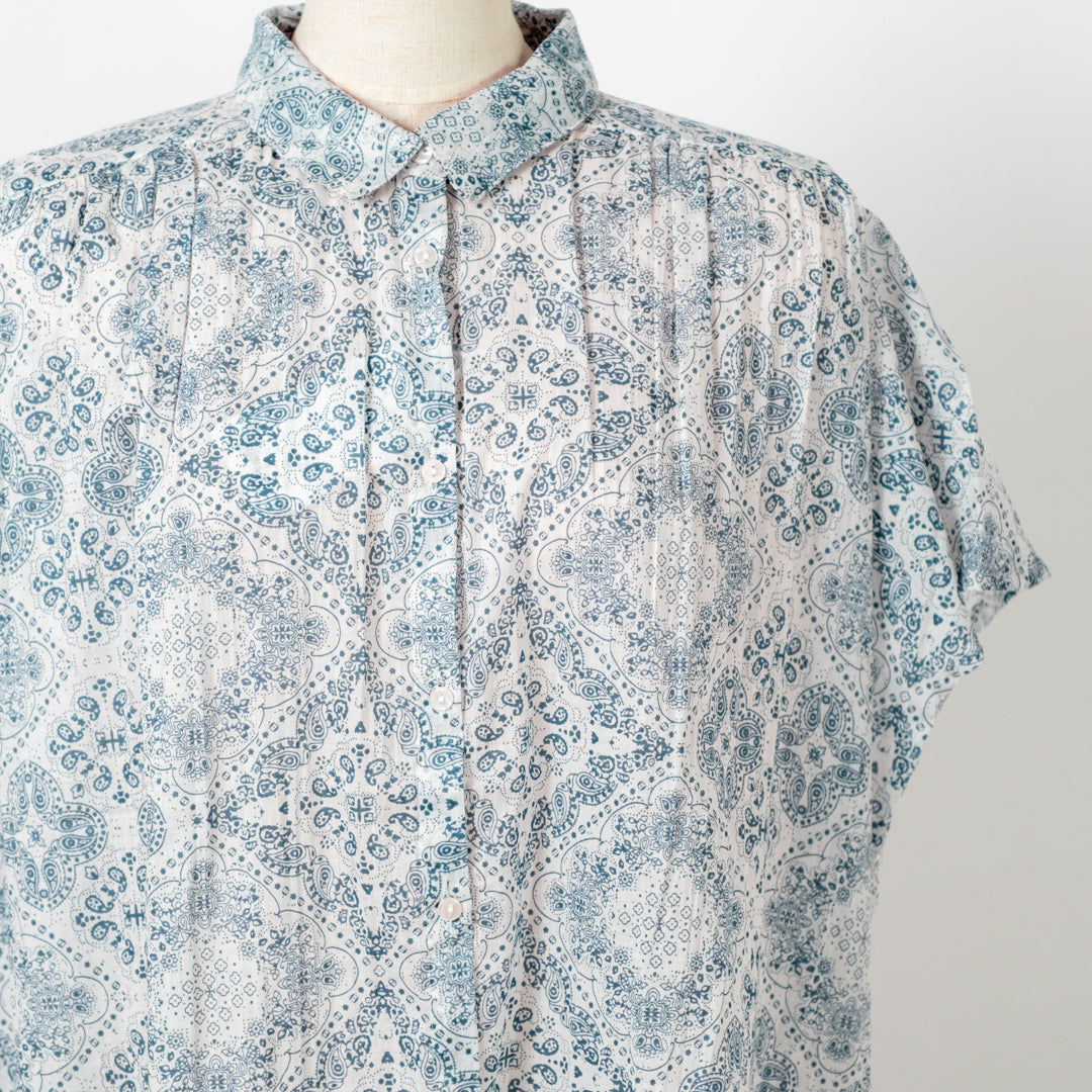 プリントギャザーブラウス (10078384652420)