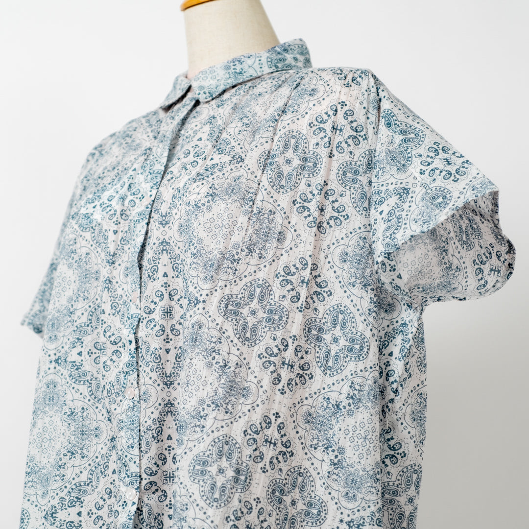 プリントギャザーブラウス (10078384652420)